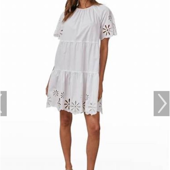 Rails Arielle dress white tiered flower eyelet shirt dress NWT $248 XS - Picture 2 of 8